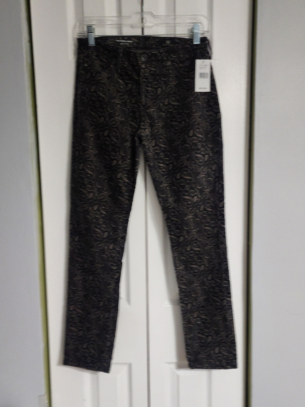 Step Out  NWT Ag Adriano Goldschmied Black Paisley Prima Ankle Cigarette Jeans - Picture 12 of 15